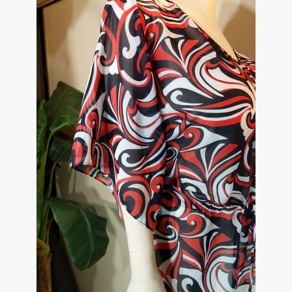 Dressy Semi-Sheer Tunic Drawstring Waist 3X Chaps - Picture 3 of 5